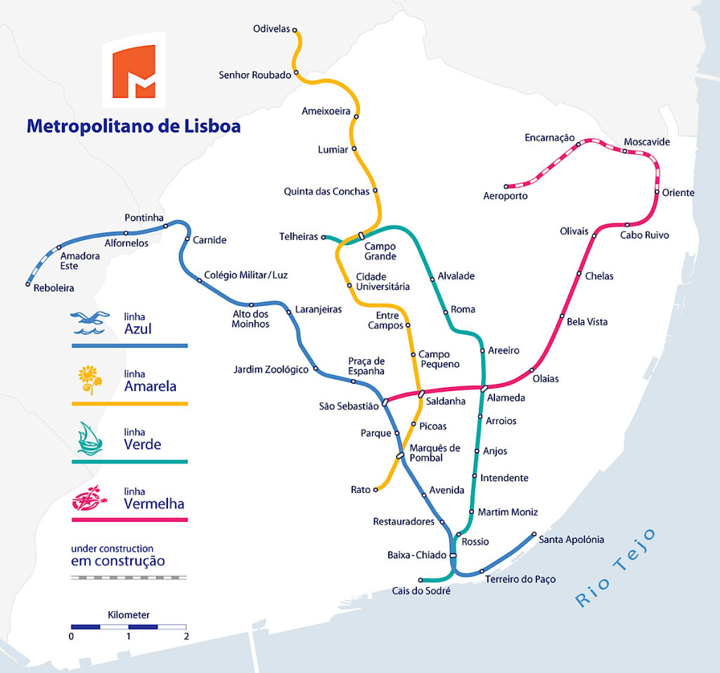 Карта метро Лиссабона