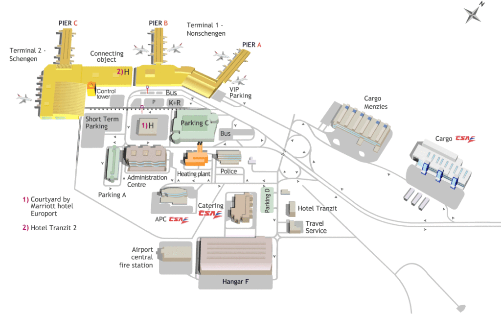Схема международного аэропорта Праги