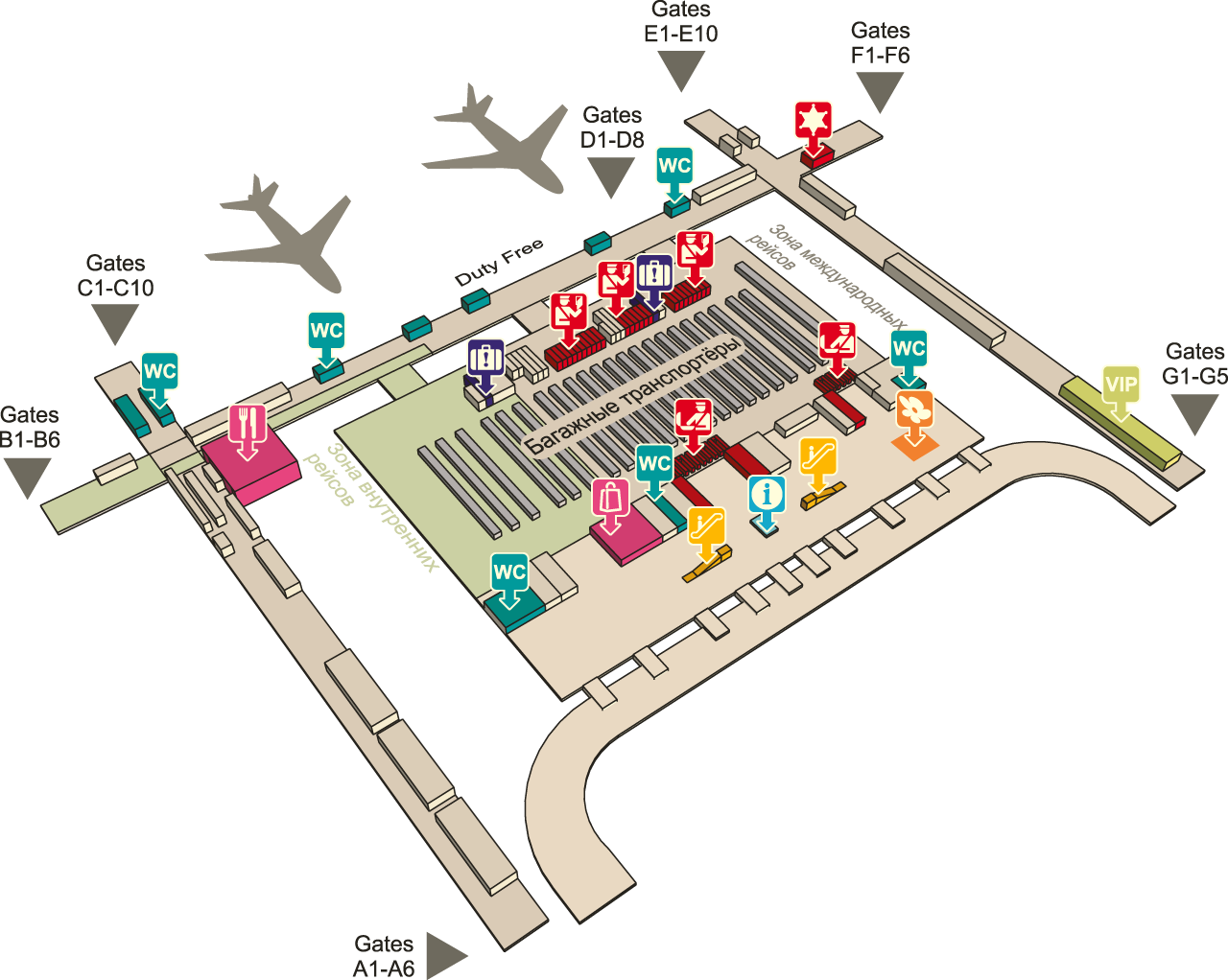 Схема аэропорта Суварнабхуми, Бангкок