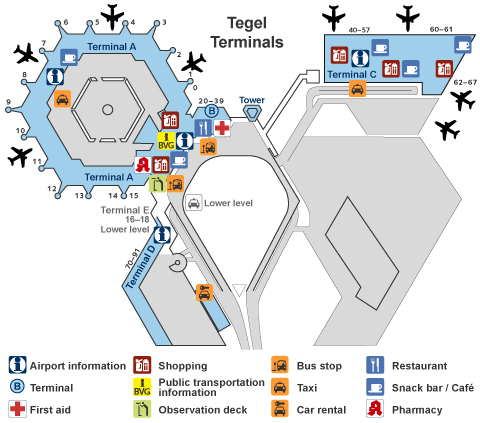 Схема международного аэропорта Тегель