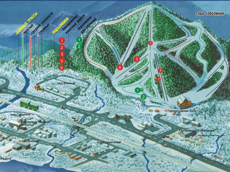 Карта трасс курорта Гора Соболиная